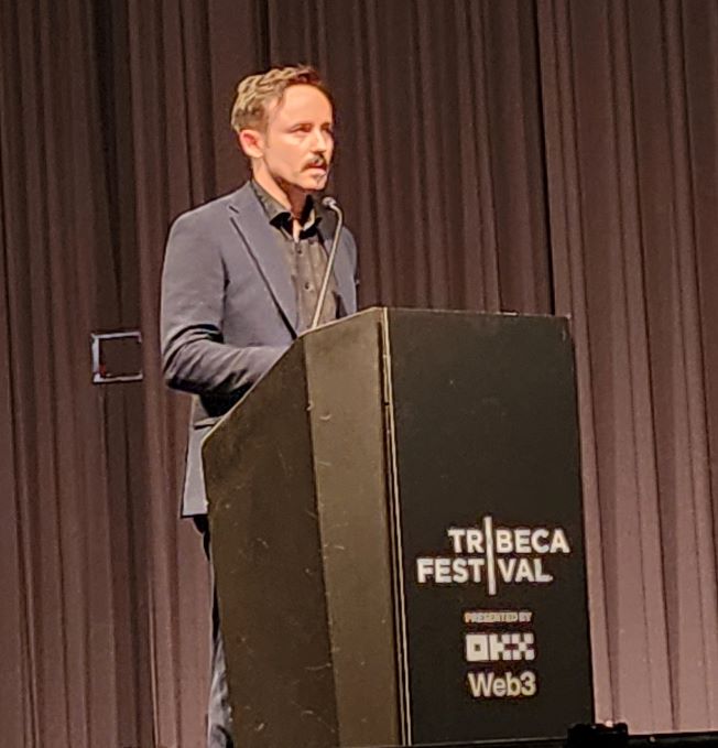 Director/writer Charles Williams introduces the screening of 'Inside' at TFF (Carole Di Tosti)