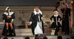 Rodolfo Giron, Bernard Holcomb, Angela Yam, Hans Tashjian in Heartbeat Opera production 'Slaylem,' costumes by David Quinn