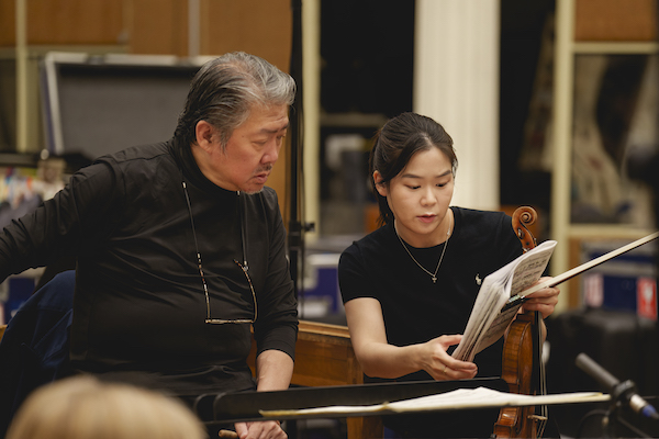 Long Yu and Esther Yoo recording with the RPO at Henry Wood Hall, London, 20 September 2024